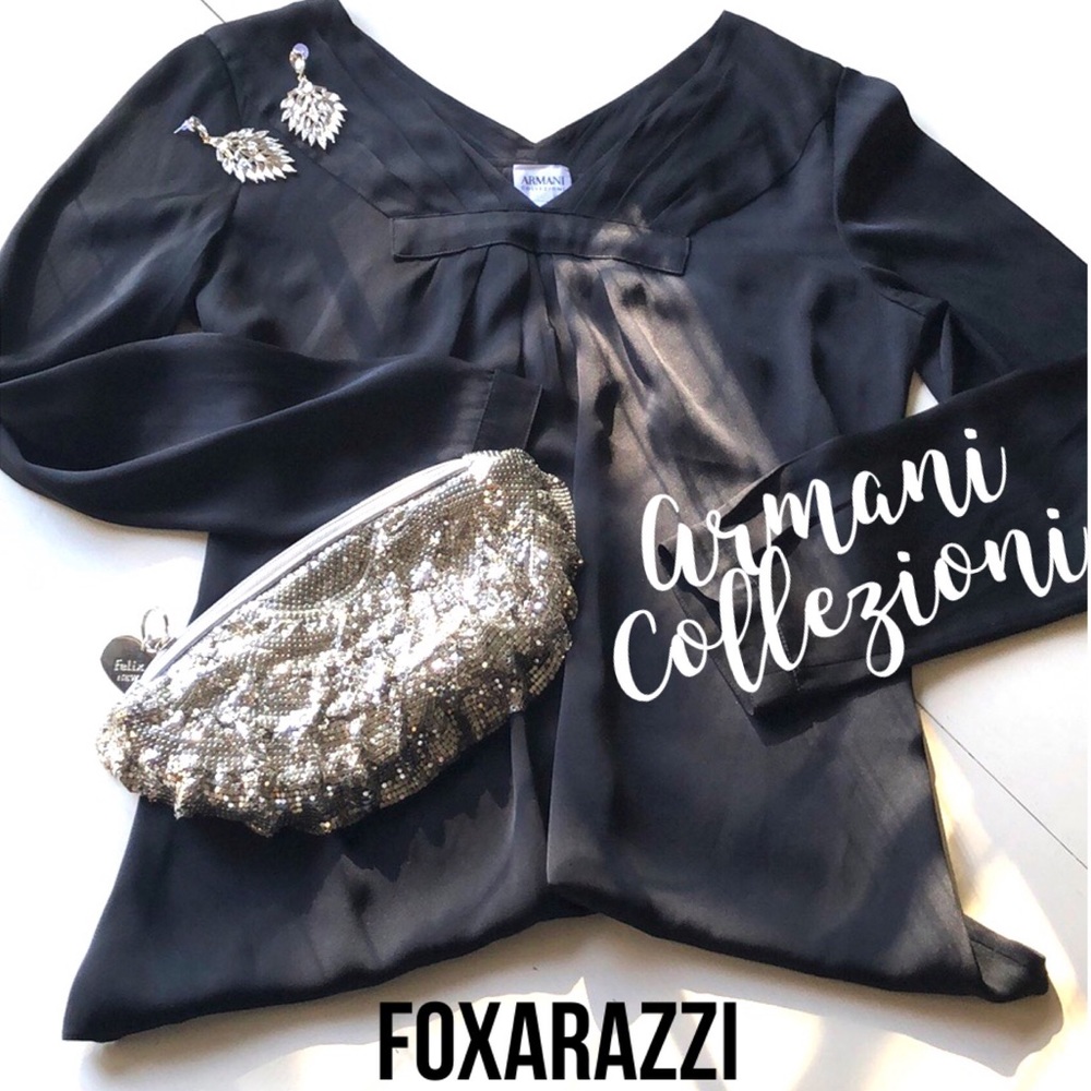 Armani Collezioni Black Silk Long Sleeve Blouse 🧨Bomb Sale Ends Sunday 🧨